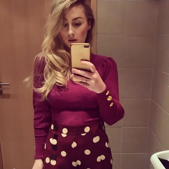 ZARA RIBBED SWEATER W/GOLD BUTTONS - Picture 7 of 8